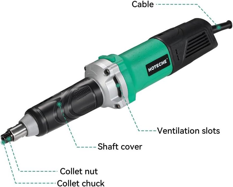 HOTECHE 1/4-Inch Electric Die Grinder 6-Amp Heavy Duty Compact High-Speed Rotary Die Grinder Tool for Precision Grinding, Cutting, and Polishing - Image 2